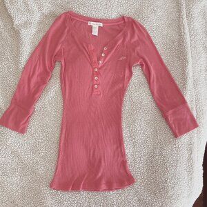 Coral Womens 3/4 Sleeve henley style 6 button t-shirt